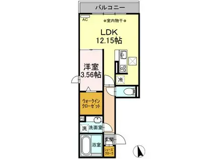 東海道本線 岐阜駅 徒歩8分 3階建 築5年(1LDK/1階)の間取り写真