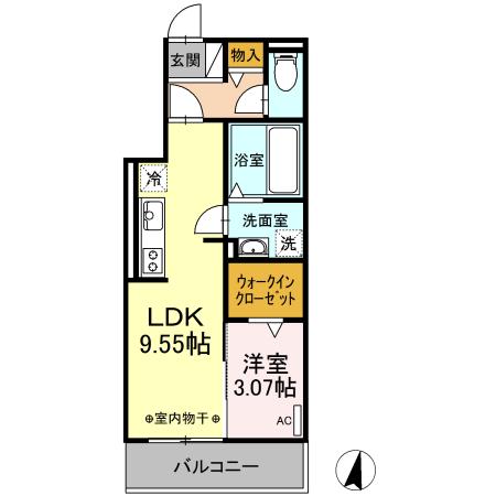 ワイズコート松鴻(1LDK/3階)の間取り写真