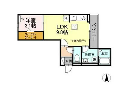 GOODEN溝旗(1LDK/1階)の間取り写真