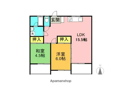 鷹匠ハイツ(2LDK/1階)の間取り写真