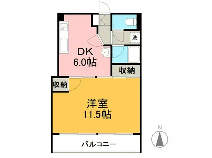 桜通コーポ(1DK/5階)の間取り写真