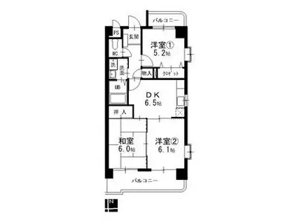 MS HOUSE AKANABE(3DK/6階)の間取り写真