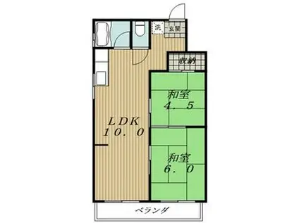 道三ビル(2LDK/4階)の間取り写真