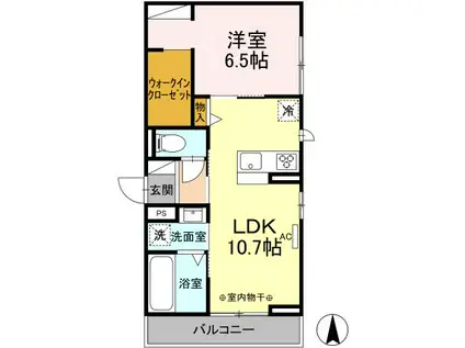 D-ROOM茜部中島 A棟(1LDK/3階)の間取り写真