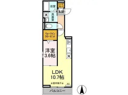 アビテ那加門前町(1LDK/2階)の間取り写真