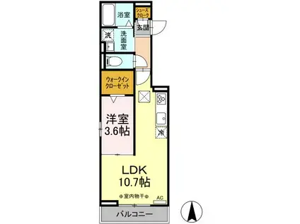 アビテ那加門前町(1LDK/1階)の間取り写真