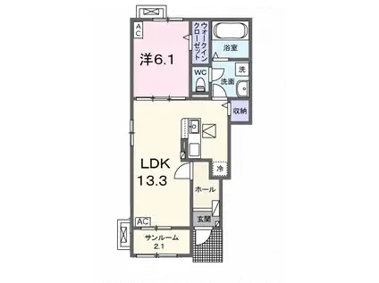 名鉄竹鼻・羽島線 西笠松駅 徒歩18分 2階建 新築(1LDK/1階)の間取り写真