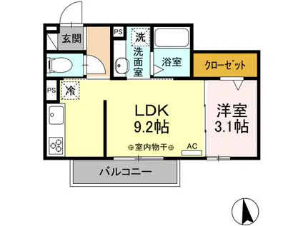 リルビドソニック(1LDK/2階)の間取り写真