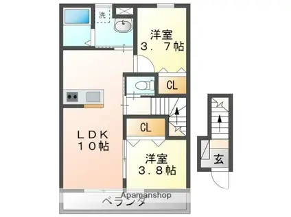 リーブルファイン則武東(2LDK/2階)の間取り写真