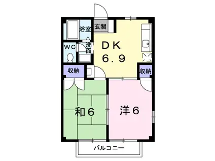 クリスタルハイツ平賀A棟(2DK/2階)の間取り写真