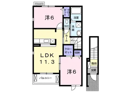 ロマネクス(2LDK/2階)の間取り写真