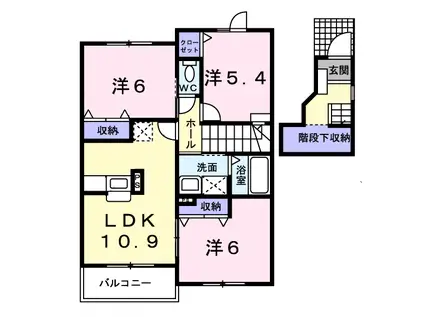 エステート雅C(3LDK/2階)の間取り写真