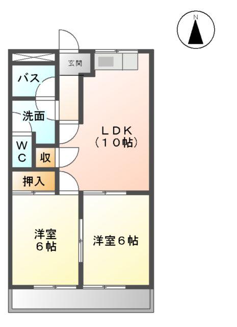 ルミナストワール松栄(2LDK/2階)の間取り写真