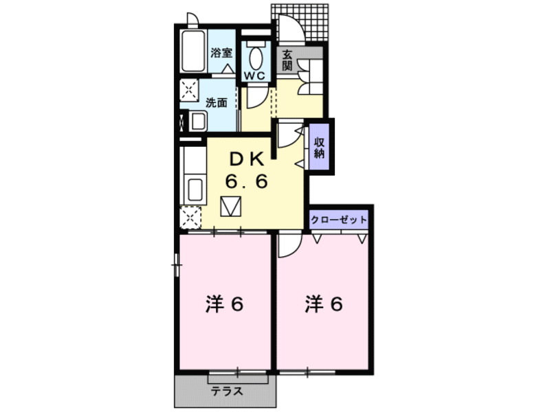 シュティル(2DK/1階)の間取り写真