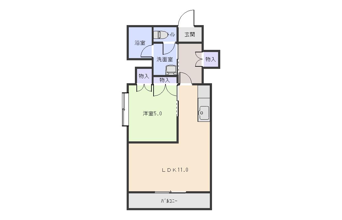 タウンコート人宿町(1LDK/5階)の間取り写真