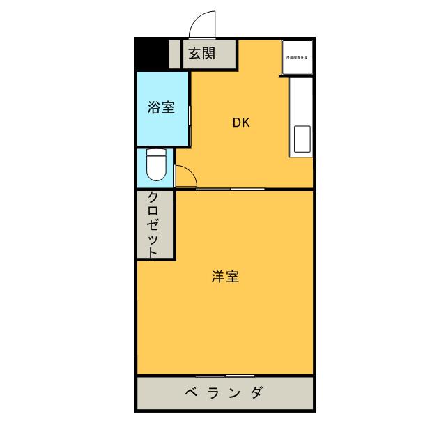 ハミング21(1DK/3階)の間取り写真