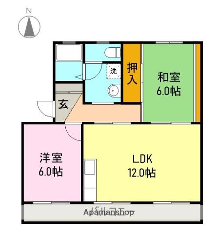 ホワイトハイツ鈴木(2LDK/1階)の間取り写真