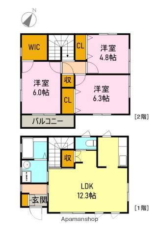東海道・山陽新幹線 新富士駅(静岡) 徒歩22分 2階建 築13年(3LDK)の間取り写真