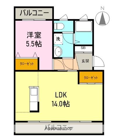 メルベーユ(1LDK/2階)の間取り写真