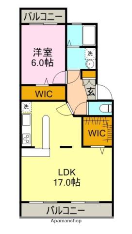 ウインハイツ(1LDK/2階)の間取り写真