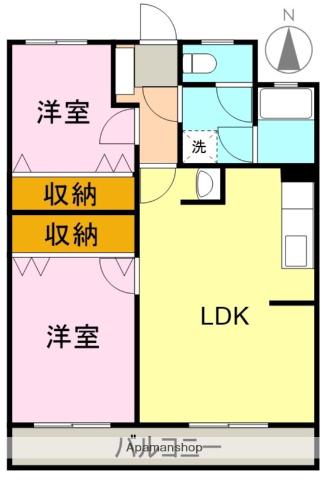 コーポ富士見(2LDK/3階)の間取り写真