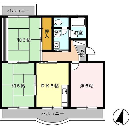 コーポラス望月(3DK/2階)の間取り写真