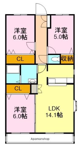 えびすガーデン(3LDK/2階)の間取り写真