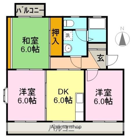 グレイトピア(3DK/1階)の間取り写真