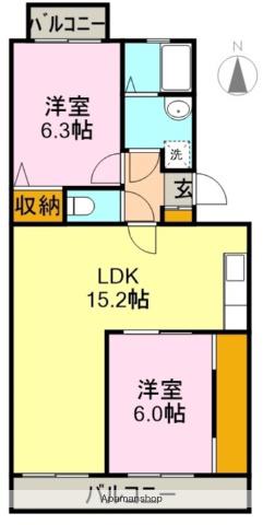 ストロベリーコーポ(2LDK/1階)の間取り写真