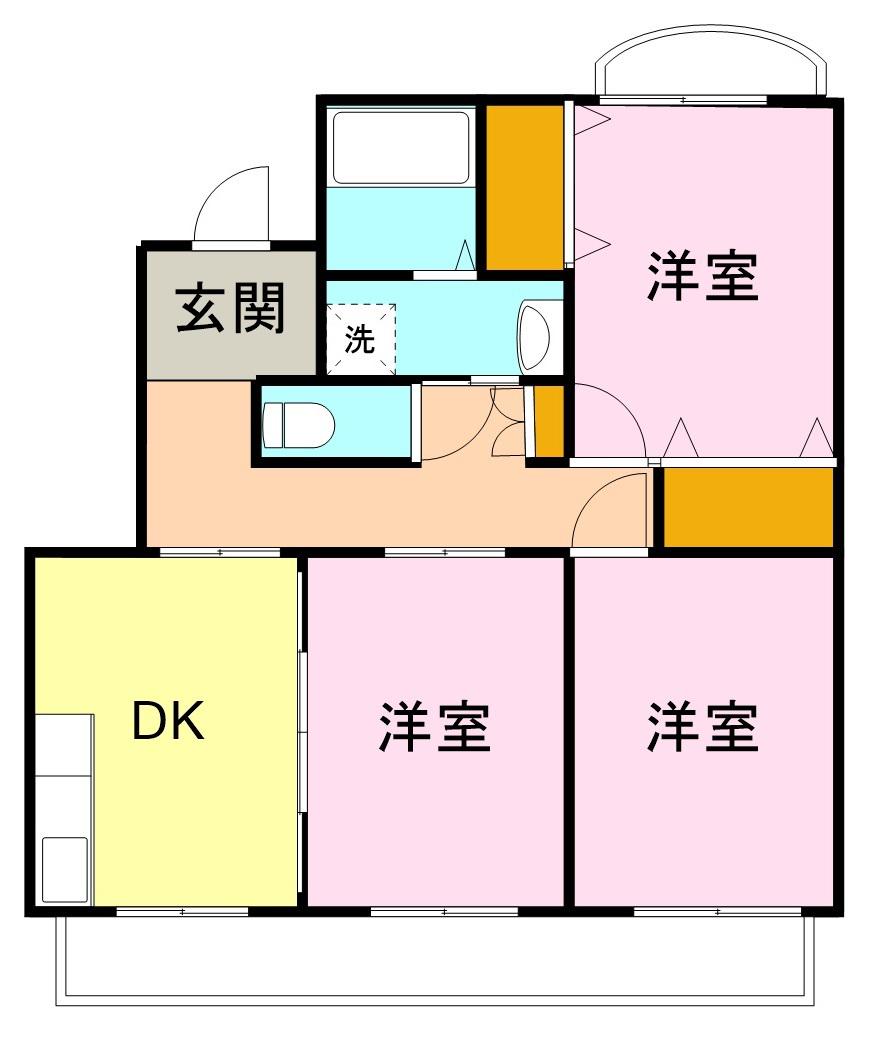 ドミールFUJI(3DK/3階)の間取り写真
