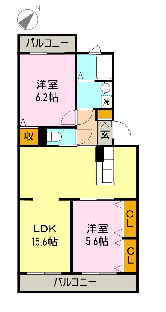 エステートアイランド(2LDK/1階)の間取り写真