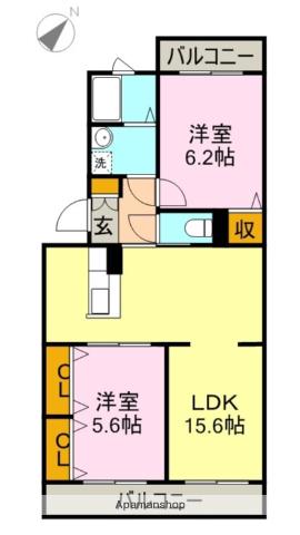 エステートアイランド(2LDK/1階)の間取り写真