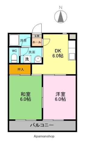 アルバⅡ(2DK/3階)の間取り写真