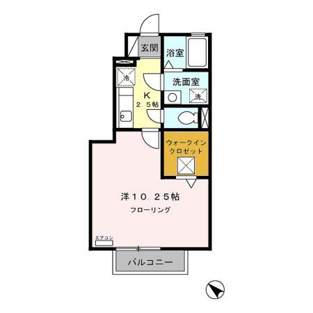 サンクレールA(1K/1階)の間取り写真