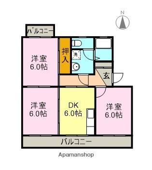 セピアコート21(3DK/2階)の間取り写真