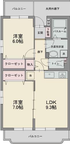 サンライズ マルシェ(2LDK/3階)の間取り写真