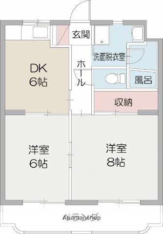 エレガントライフ2(2DK/2階)の間取り写真