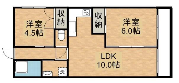 コーポ鈴木Ⅱ(2LDK/4階)の間取り写真