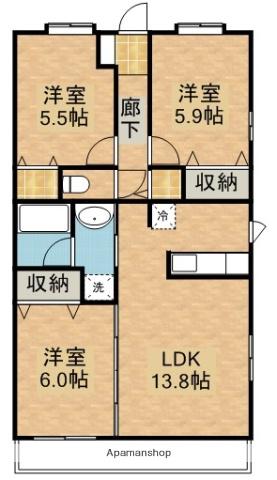 フォルトゥーナ(3LDK/3階)の間取り写真