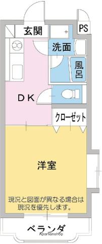 ビュー西富士(1K/3階)の間取り写真