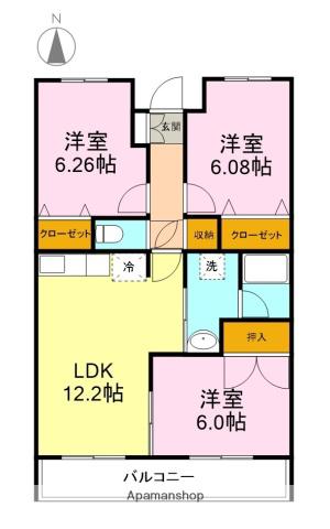 ベルローズ(3LDK/2階)の間取り写真