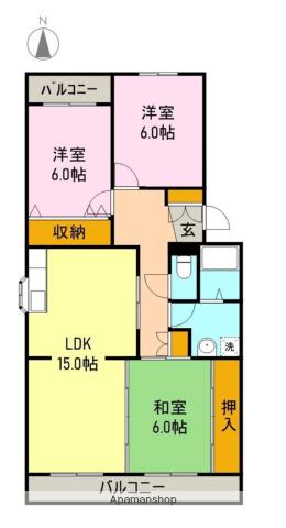 リバーヒルⅡ(3LDK/3階)の間取り写真