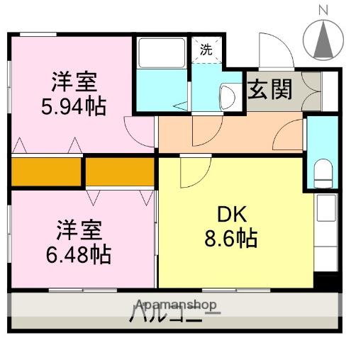 平和松岡第二ビル(2DK/3階)の間取り写真