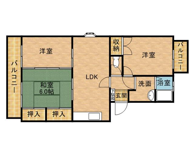 サニーヒルズA(3LDK/2階)の間取り写真