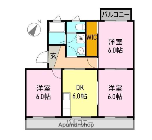 メゾンポワール(3DK/2階)の間取り写真