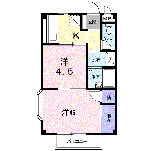 ファミールU(2K/2階)の間取り写真