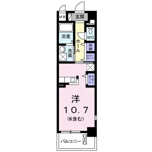カラフル ウェーブ(ワンルーム/1階)の間取り写真