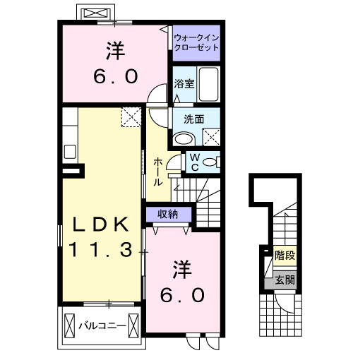 F.ファイブパインⅠ(2LDK/2階)の間取り写真