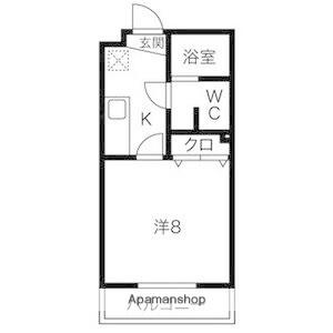 グランメールコート万野原(1K/1階)の間取り写真