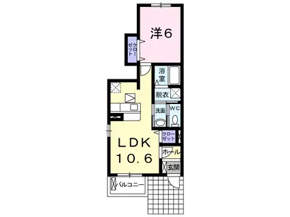 イムーブル ドゥ(1LDK/1階)の間取り写真